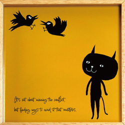【額付き】 北欧　ネコ　猫　絵　絵画　アート　ポスター　黒猫　イラスト　グッズ　猫モチーフ　雑貨「ねこのひげ　0036」 6枚目の画像