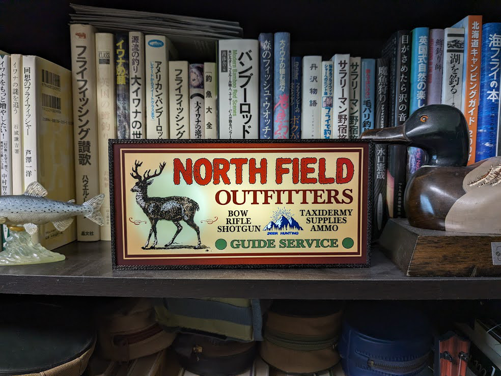 ハンティング 鹿 エルク ハントガイド 看板 置物 アメリカン雑貨 ライトBOX NORTH FIELD アウトドア キャンプ ハンティング 鹿 ハントガイド