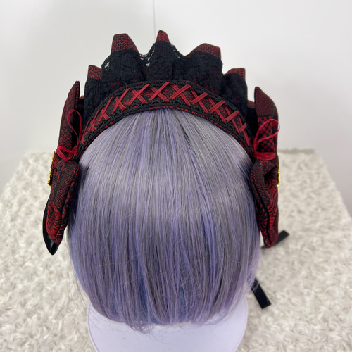 六角×編み上げ③ボンネット風ヘッドドレス ヘッドドレス（アクセサリー