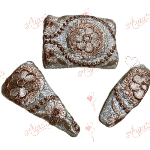 【3点SET】インド刺繍リボンのパッチンピン 3点SET】インド刺繍リボンのパッチンピン