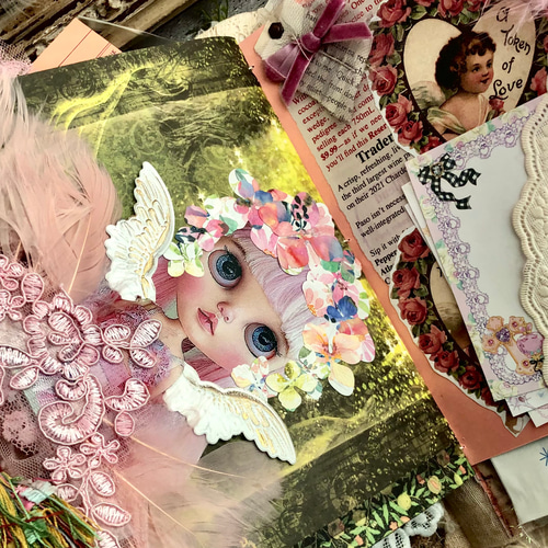 【在庫処分】 薔薇とレースのジャンクジャーナル・雑記帳 パンジー Ynu For 文房具・ステーショナリー