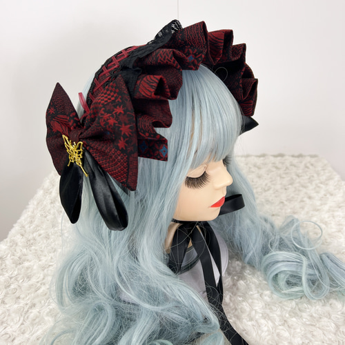 六角×編み上げ②ボンネット風ヘッドドレス ヘッドドレス
