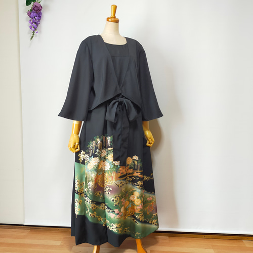 黒留袖アンサンブル*フレンチロングワンピース&ショートカーデ 黒留袖アンサンブル*フレンチロングワンピース&ショートカーデ