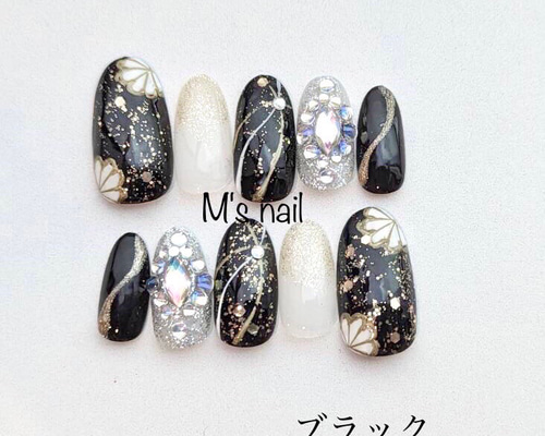 ネイルチップ 成人式 和柄 青 花 フラワー フルオーダーネイル オーダーネイル imgrc0116002183.jpg