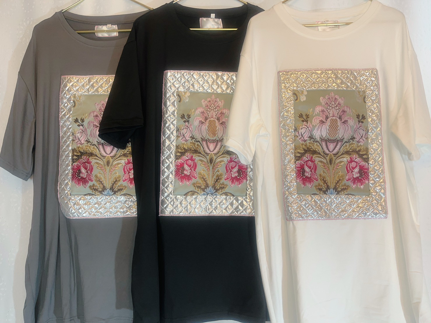 Quilting jacquard design T-shirt