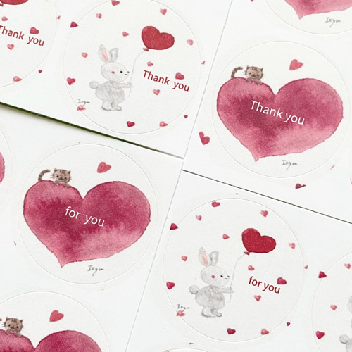確認用499円ハートD 水彩サンキューシール