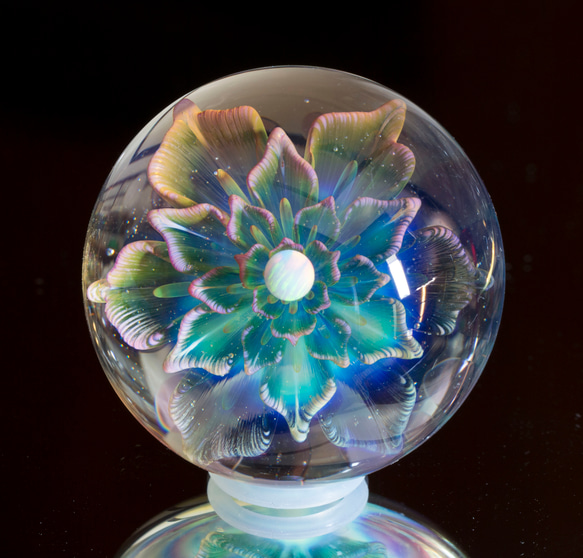 月の花 ボロシリケイトガラス ペーパーウェイト mfm3 1枚目の画像
