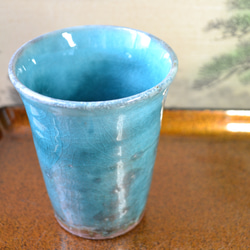 【新着！】フリーカップ(ターコイズブルー)　 　★萩焼　 4枚目の画像