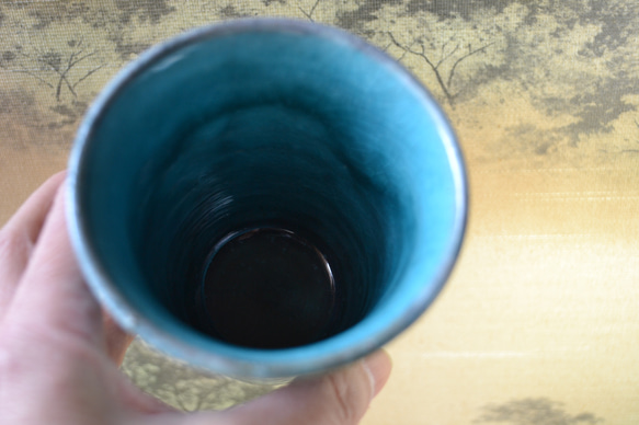 【新着！】フリーカップ(ターコイズブルー)　 　★萩焼　 7枚目の画像