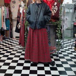 タータンチェック　フレアプリーツロングスカート:red 6枚目の画像