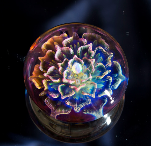 月の花 ボロシリケイトガラス ペーパーウェイト mfm9 月の花 ボロシリケイトガラス be