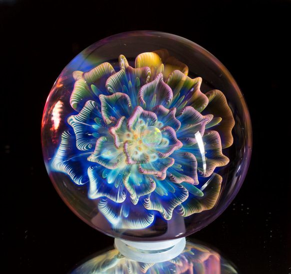 月の花 ボロシリケイトガラス ペーパーウェイト mfm9 2枚目の画像