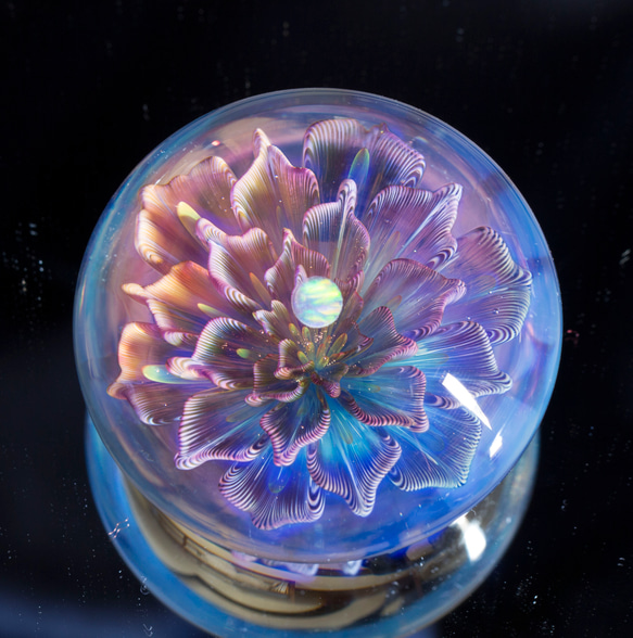 月の花 ボロシリケイトガラス オーバルマーブル mfm6 5枚目の画像