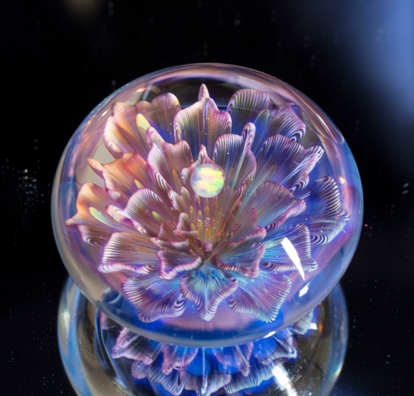 月の花 ボロシリケイトガラス オーバルマーブル mfm6 8枚目の画像