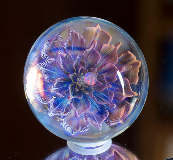月の花 ボロシリケイトガラス オーバルマーブル mfm6 2枚目の画像
