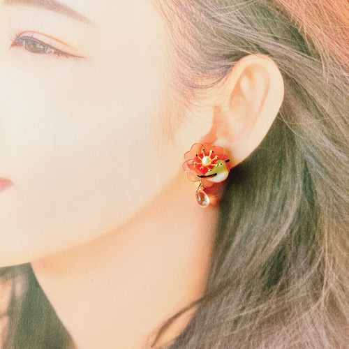 新】メジロといっしょ♪イヤリング/ピアス 桜ハンドメイド2024