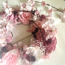 春先取り桜舞うピンクの幸せリース  アートフラワー  ひな祭り  お祝い 贈り物 プレゼント 春ディスプレイ 6枚目の画像