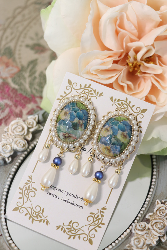 カボションイヤリング イヤリング・ノンホールピアス trèfle/製作日和