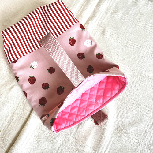 受注制作)入学準備セット いちご柄 レッスンバッグ シューズバッグ