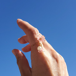 花びらとパールが揺れる桜のリング(フリーサイズ) 〔No.111〕フォークリング 11枚目の画像