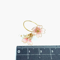 花びらとパールが揺れる桜のリング(フリーサイズ) 〔No.111〕フォークリング 8枚目の画像