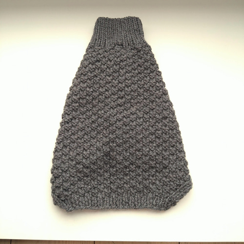 犬服 ハンドメイド セーター 手編み チャコールグレー H ペット
