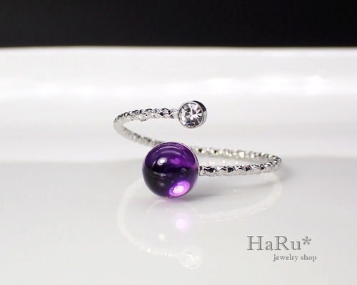 サージカルステンレスリング（アメジスト＆ジルコニア）フリーサイズ