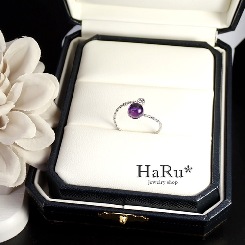 サージカルステンレスリング（アメジスト＆ジルコニア）フリーサイズ