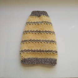 犬服 ハンドメイド セーター 手編み クリームエロー＆グレージュ