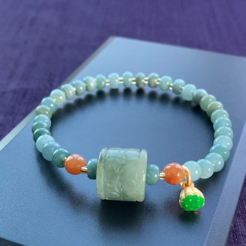本翡翠氷藍水蓮花ブレスレット