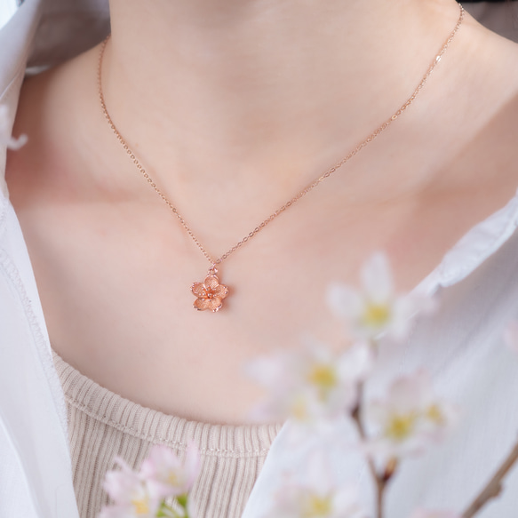 桜のネックレス　サージカルステンレス製ネックレス　桜　母の日 3枚目の画像