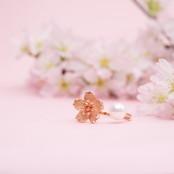 満開の桜と淡水パールのリング　フォークリング　桜　桜色　花 11枚目の画像