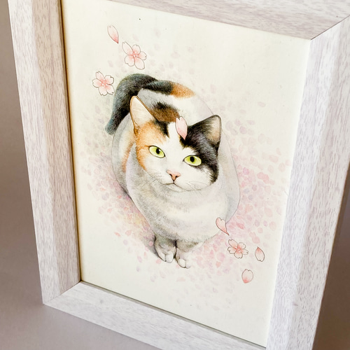 オリジナル アクリル画 水彩画　絵画 原画 一点物 原画 さくら咲いた /アクリル絵の具、色鉛筆画 一点物 イラスト falso