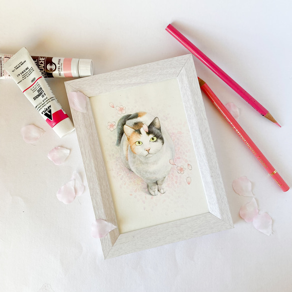 原画 さくら咲いた /アクリル絵の具、色鉛筆画 一点物 イラスト