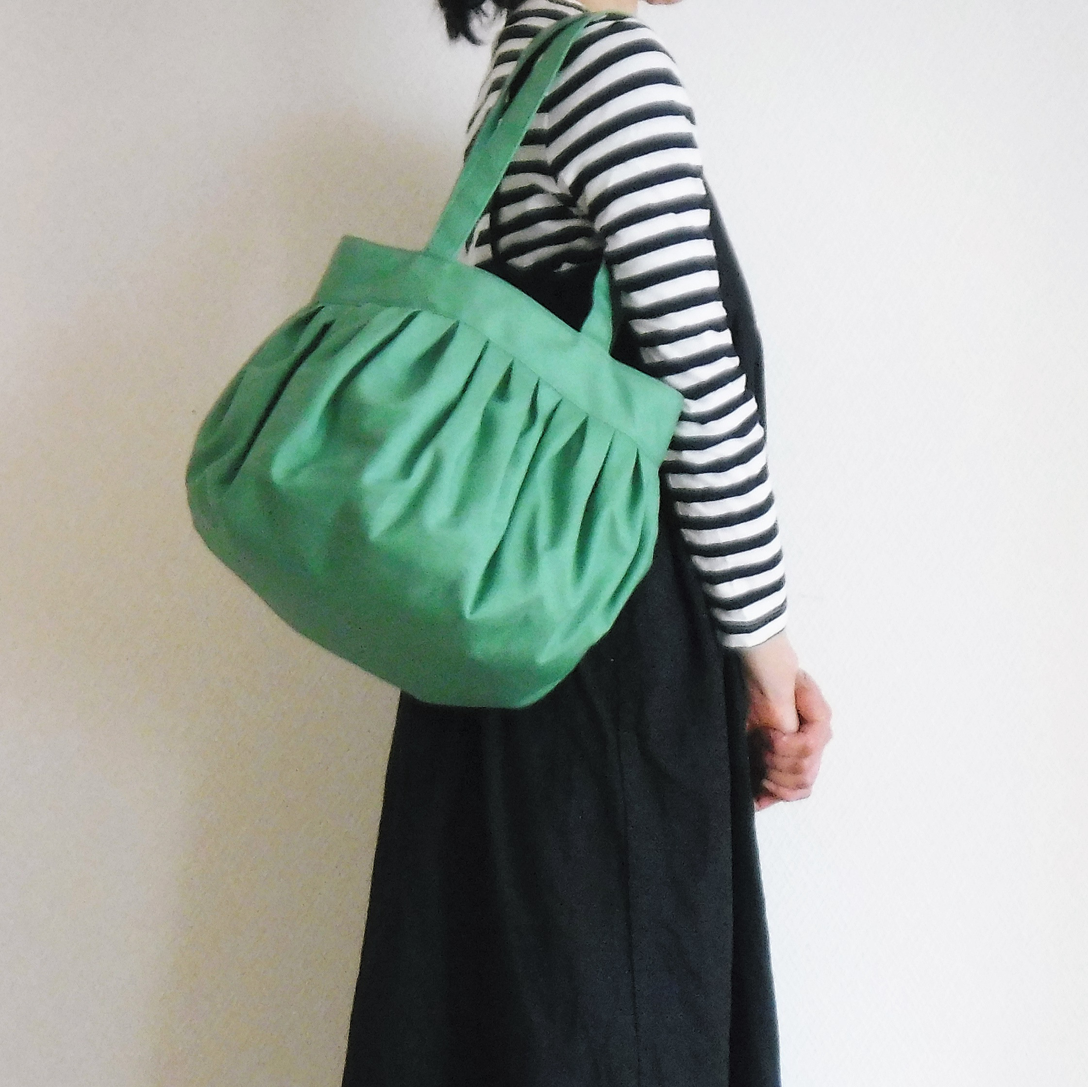 エメラルド/Mサイズ/balloon balloon トートバッグ/11号帆布【受注制作】