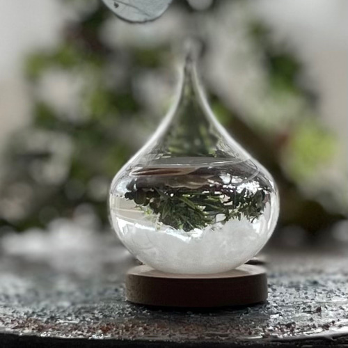 再販】和紙と結晶/が描くストームグラス 雫ライト◇雨あがり：紫陽花