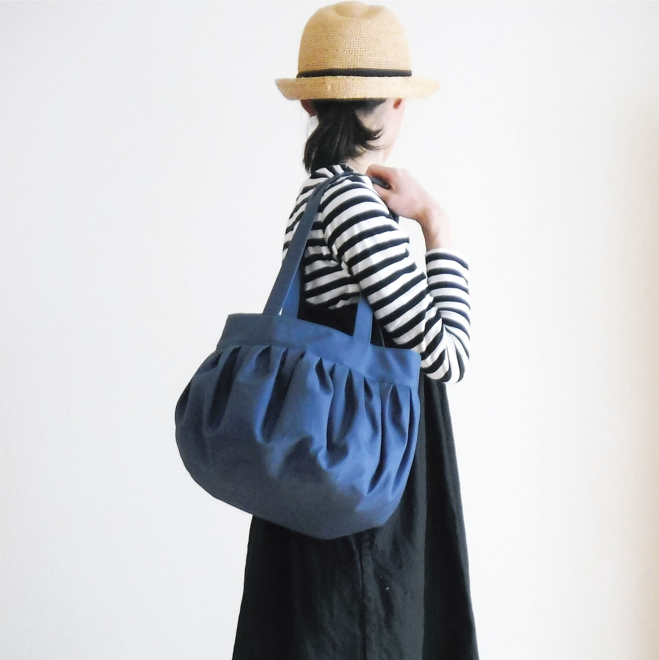 ブルー/Mサイズ/balloon balloon トートバッグ/11号帆布【受注制作】