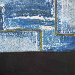 デニムパッチ（ブルー）×ブラック⭐︎体操着袋/お着替え袋/持ち手付き巾着　No.2412 4枚目の画像