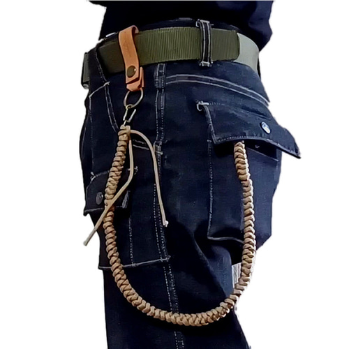 ウォレットロープ付き本革二つ折り財布 ヌメ革 Bi-fold wallet 二  