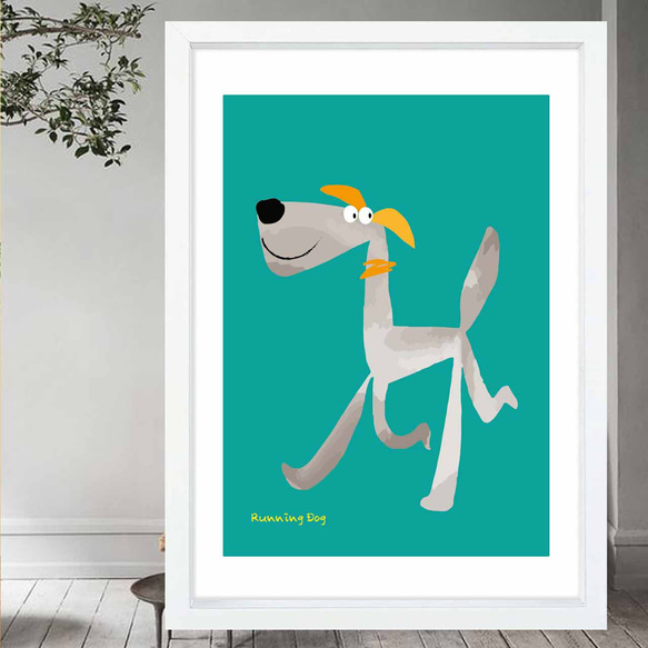 Running dog 犬 イラスト ポスター A4 A3 A2 A1 アート アート