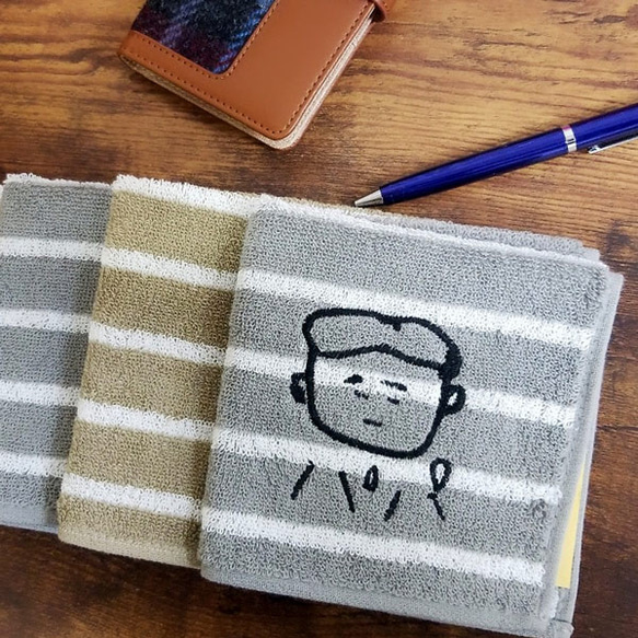 ハンカチ プレゼント 子供の絵 子どもの絵 孫 似顔絵 刺繍 タオルハンカチ ギフト towel04-brd 3枚目の画像