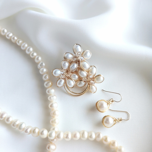 淡水パール 桜ブローチ（ホワイト）｜卒業式 入学式 フォーマル