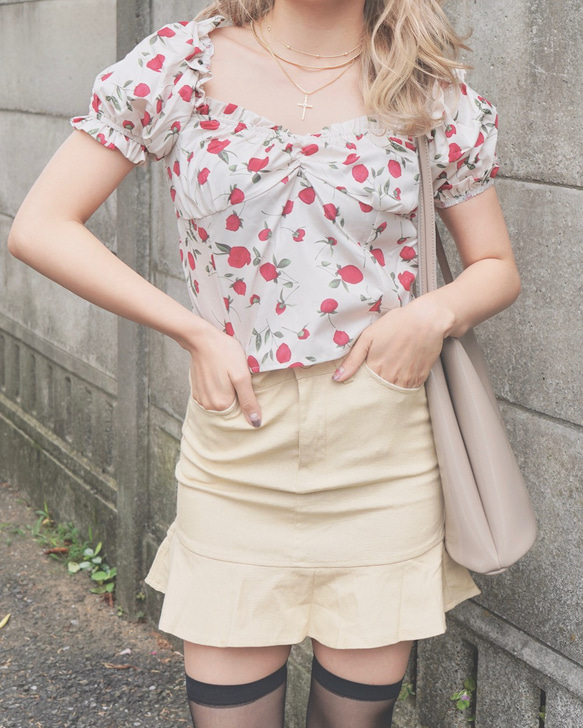 Stretch Mermaid Mini Skirt (beige) ミニスカート ベージュ 薄茶 ガーリー 5枚目の画像