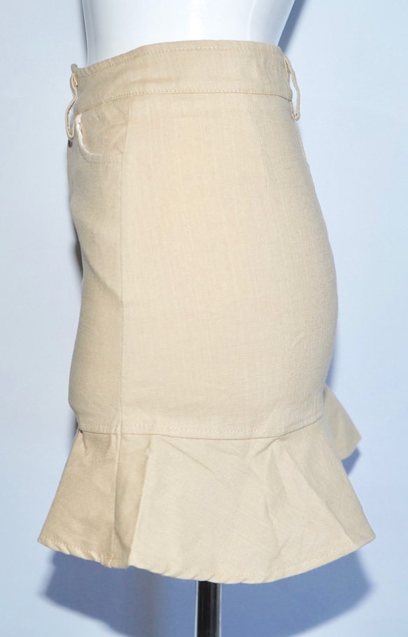 Stretch Mermaid Mini Skirt (beige) ミニスカート ベージュ 薄茶 ガーリー 10枚目の画像