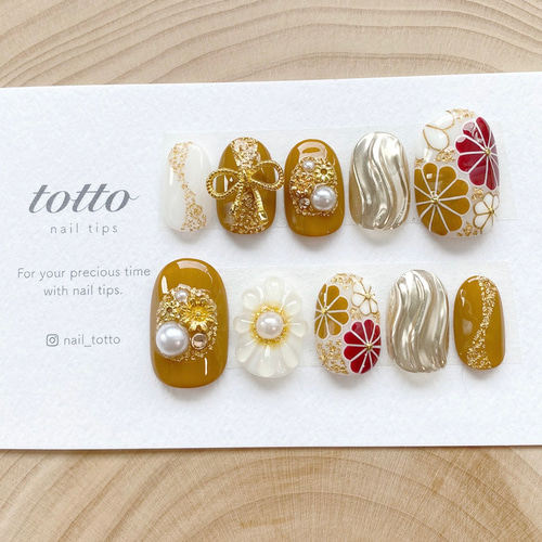 期間限定割引】人気No.1シリーズ 成人式ネイル/マスタード/水引/リボン