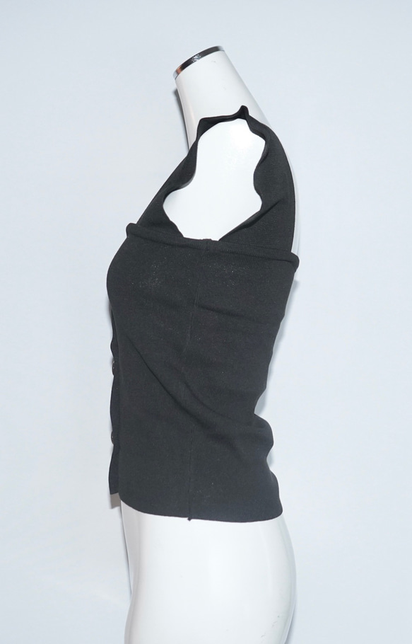 Button Desing Knit Camisole（black） タンクトップ ブラック 黒 カジュアル 8枚目の画像