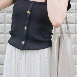 Button Desing Knit Camisole（black） タンクトップ ブラック 黒 カジュアル 1枚目の画像