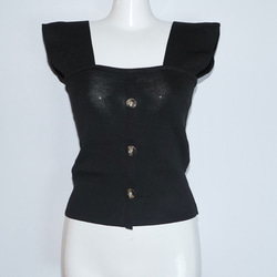 Button Desing Knit Camisole（black） タンクトップ ブラック 黒 カジュアル 6枚目の画像