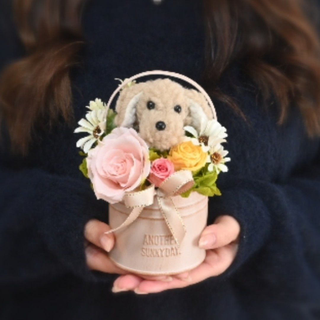 ★送料無料 プリザーブドフラワー 犬／ペット 花 フラワーギフト お供え 誕生日 犬好き 母の日 送別品