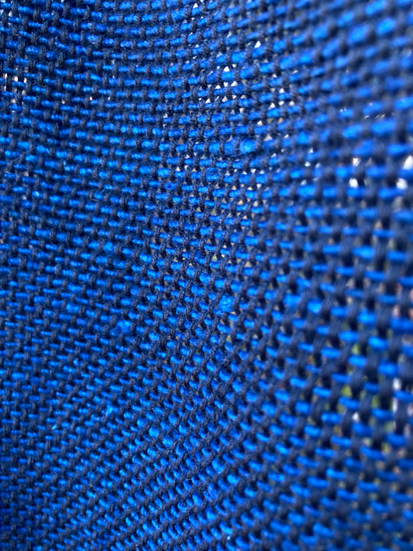 2320 手織り　ストール　藍染　藍染め　草木染め　手織　さをり織り　さをり織　機織り　ナチュラル 11枚目の画像